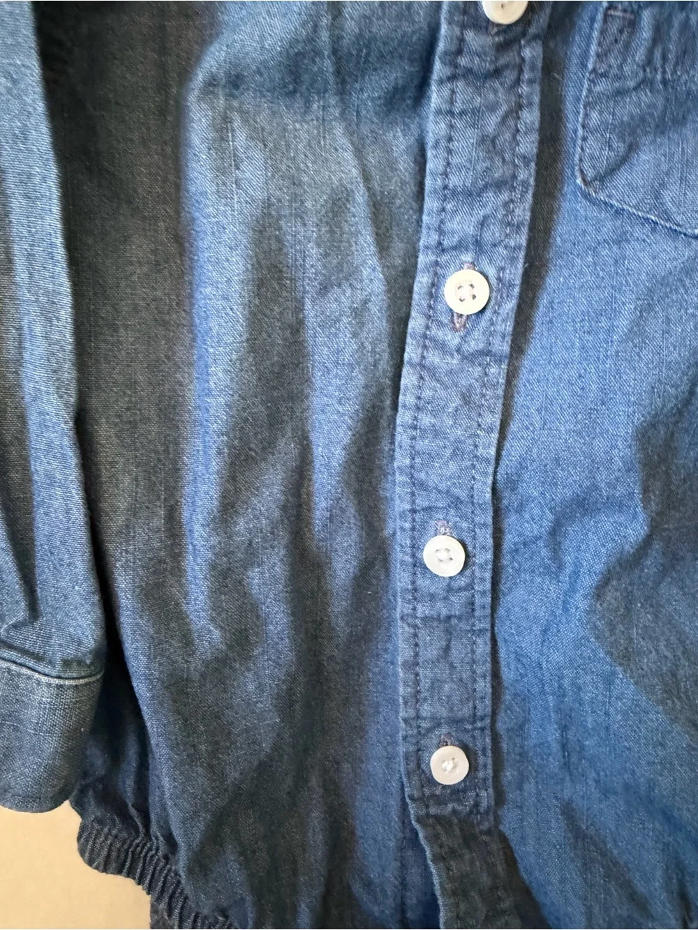 Carter's Dark Blue Denim Button-Front Baby One-Piece Size 9 Months
